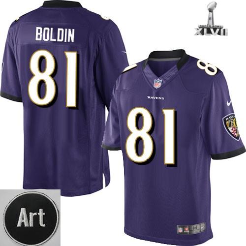 Nike Baltimore Ravens 81 Anquan Boldin Limited Purple 2013 Super Bowl NFL Jersey Art Patch Cheap