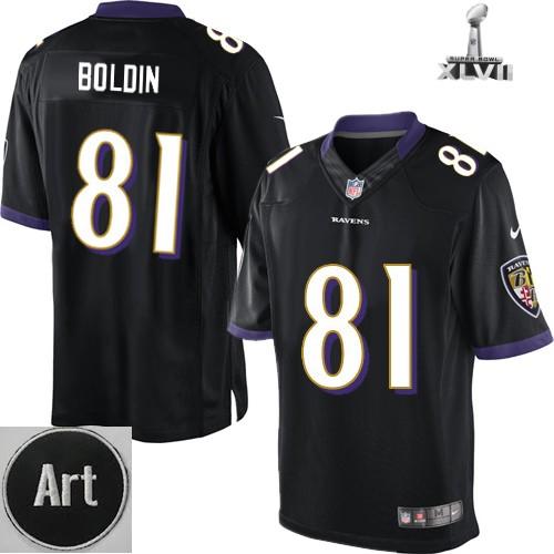 Nike Baltimore Ravens 81 Anquan Boldin Limited Black 2013 Super Bowl NFL Jersey Art Patch Cheap