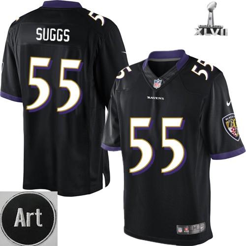Nike Baltimore Ravens 55 Terrell Suggs Limited Black 2013 Super Bowl NFL Jersey Art Patch Cheap