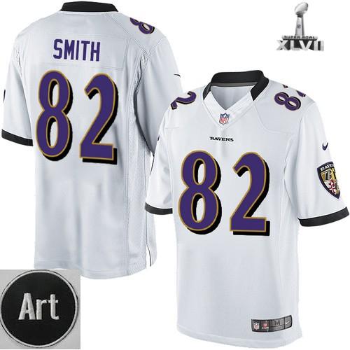 Nike Baltimore Ravens 82 Torrey Smith Limited White 2013 Super Bowl NFL Jersey Art Patch Cheap