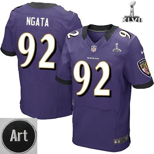 Nike Baltimore Ravens 92 Haloti Ngata Elite Purple 2013 Super Bowl NFL Jersey Art Patch Cheap