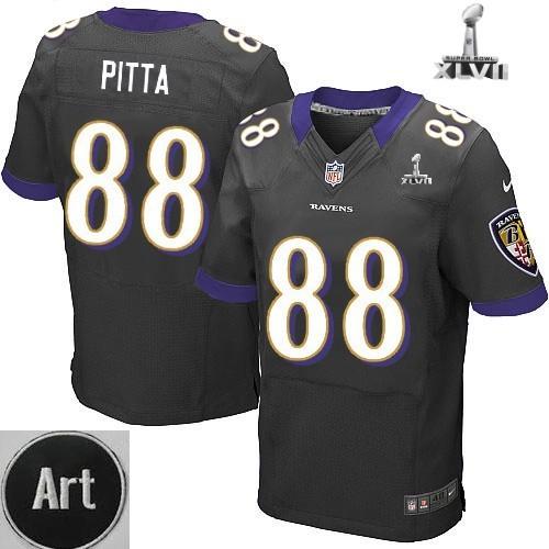 Nike Baltimore Ravens 88 Dennis Pitta Elite Black 2013 Super Bowl NFL Jersey Art Patch Cheap