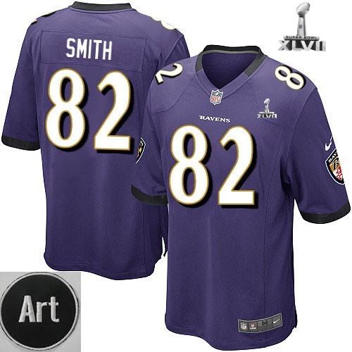 Nike Baltimore Ravens 82 Torrey Smith Game Purple 2013 Super Bowl NFL Jersey Art Patch Cheap
