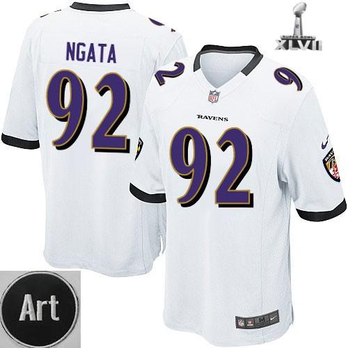 Nike Baltimore Ravens 92 Haloti Ngata Game White 2013 Super Bowl NFL Jersey Art Patch Cheap