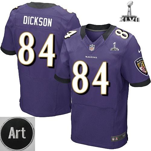 Nike Baltimore Ravens 84 Ed Dickson Elite Purple 2013 Super Bowl NFL Jersey Art Patch Cheap