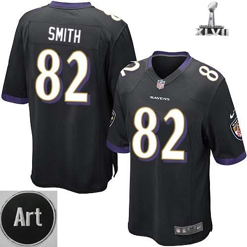 Nike Baltimore Ravens 82 Torrey Smith Game Black 2013 Super Bowl NFL Jersey Art Patch Cheap