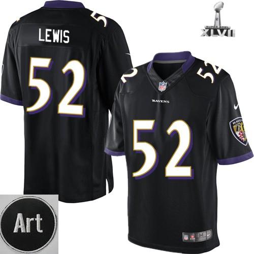 Nike Baltimore Ravens 52 Ray Lewis Limited Black 2013 Super Bowl NFL Jersey Art Patch Cheap