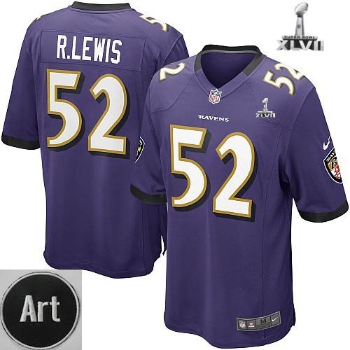 Nike Baltimore Ravens 52 Ray Lewis Game Purple 2013 Super Bowl NFL Jersey Art Patch Cheap