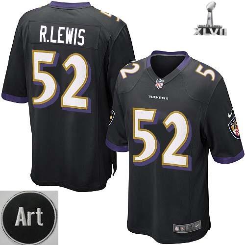 Nike Baltimore Ravens 52 Ray Lewis Game Black 2013 Super Bowl NFL Jersey Art Patch Cheap
