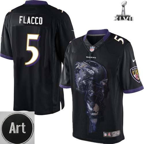 Nike Baltimore Ravens 5 Joe Flacco Limited Helmet Tri Blend Black 2013 Super Bowl NFL Jersey Art Patch Cheap