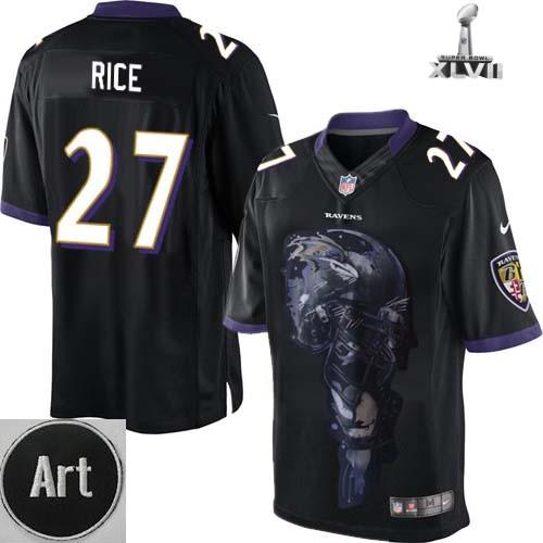 Nike Baltimore Ravens 27 Ray Rice Limited Helmet Tri Blend Black 2013 Super Bowl NFL Jersey Art Patch Cheap