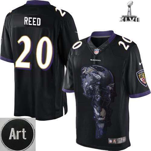 Nike Baltimore Ravens 20 Ed Reed Limited Helmet Tri Blend Black 2013 Super Bowl NFL Jersey Art Patch Cheap
