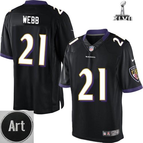 Nike Baltimore Ravens 21 Lardarius Webb Limited Black 2013 Super Bowl NFL Jersey Art Patch Cheap