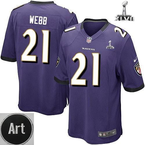 Nike Baltimore Ravens 21 Lardarius Webb Game Purple 2013 Super Bowl NFL Jersey Art Patch Cheap