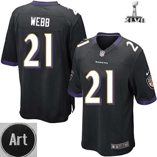Nike Baltimore Ravens 21 Lardarius Webb Game Black 2013 Super Bowl NFL Jersey Art Patch Cheap