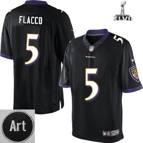 Nike Baltimore Ravens 5 Joe Flacco Limited Black 2013 Super Bowl NFL Jersey Art Patch Cheap