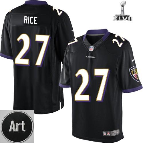 Nike Baltimore Ravens 27 Ray Rice Limited Black 2013 Super Bowl NFL Jersey Art Patch Cheap