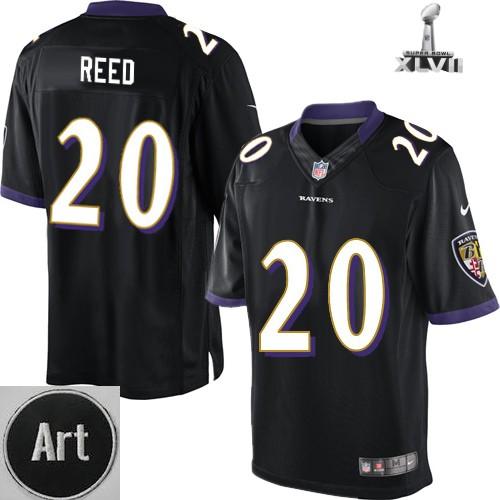 Nike Baltimore Ravens 20 Ed Reed Limited Black 2013 Super Bowl NFL Jersey Art Patch Cheap
