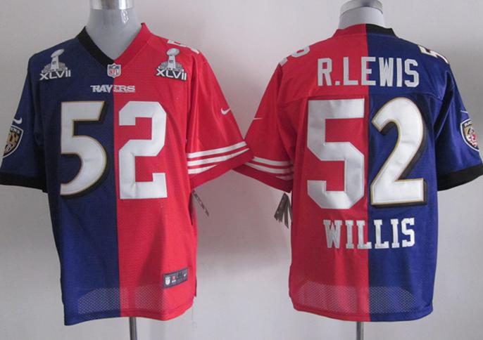 2013 Super Bowl Ray Lewis And Patrick Willis Mixture Nike Split Elite NFL Jerseys With Super Bowl Patch Cheap