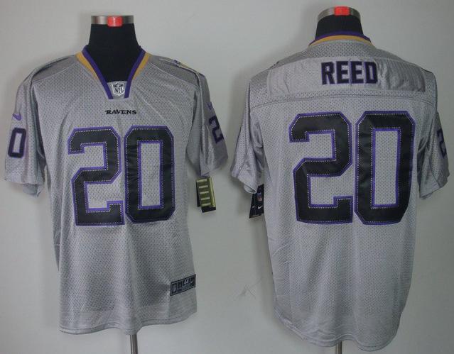 Nike Baltimore Ravens 20 Ed Reed Grey Lights Out NFL Jerseys Cheap