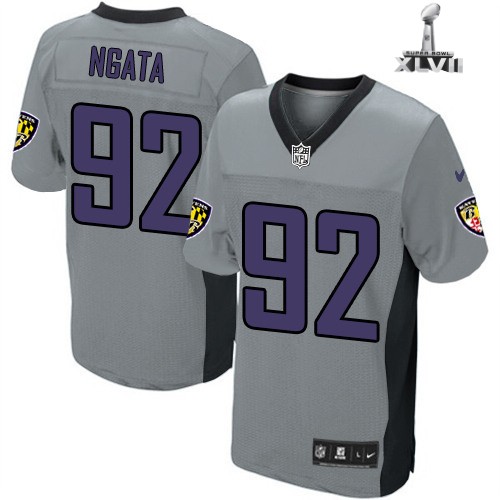 Nike Baltimore Ravens 92 Haloti Ngata Elite Grey Shadow 2013 Super Bowl NFL Jersey Cheap