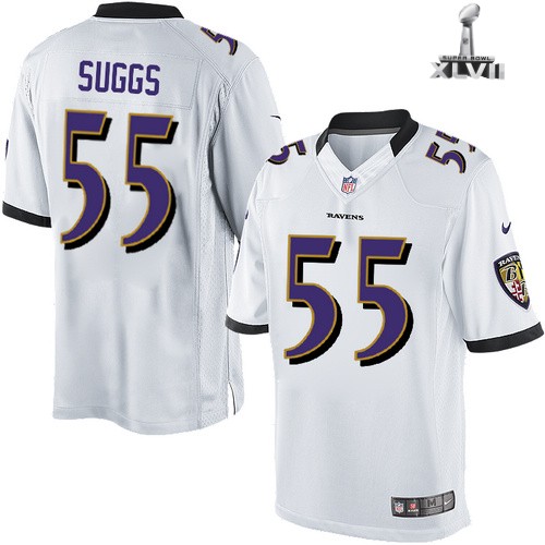 Nike Baltimore Ravens 55 Terrell Suggs Limited White 2013 Super Bowl NFL Jersey Cheap