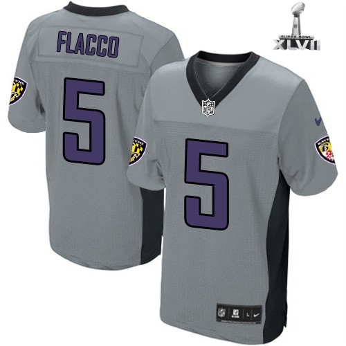 Nike Baltimore Ravens 5 Joe Flacco Elite Grey Shadow 2013 Super Bowl NFL Jersey Cheap