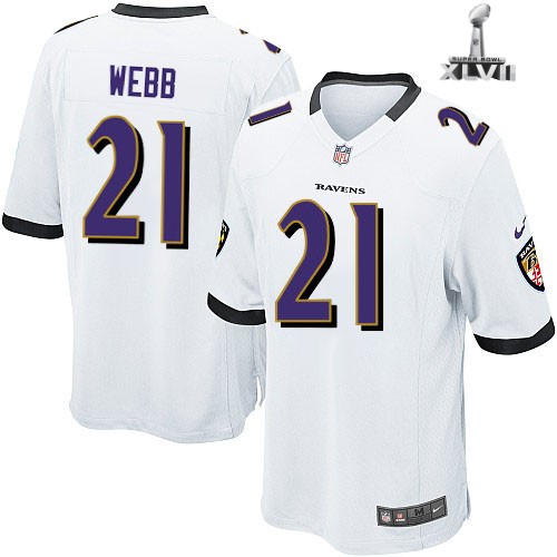 Nike Baltimore Ravens 21 Lardarius Webb Game White 2013 Super Bowl NFL Jersey Cheap
