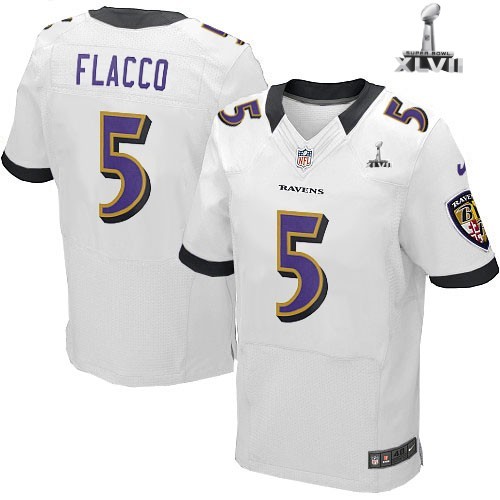 Nike Baltimore Ravens 5 Joe Flacco Elite White 2013 Super Bowl NFL Jersey Cheap