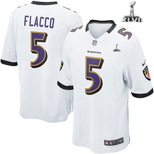 Nike Baltimore Ravens 5 Joe Flacco Game White 2013 Super Bowl NFL Jersey Cheap