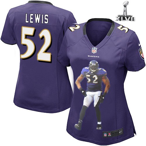 Nike Baltimore Ravens 52 Ray Lewis Game Purple Portrait Fashion Jersey Cheap