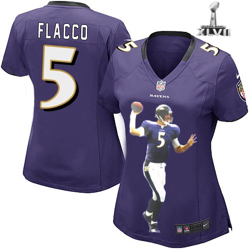 Nike Baltimore Ravens 5 Joe Flacco Game Purple Portrait Fashion Jersey Cheap