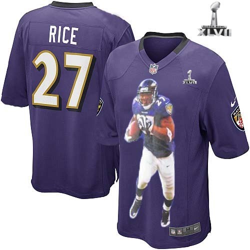 Nike Baltimore Ravens 27 Ray Rice Game Purple Portrait Fashion Jersey Cheap