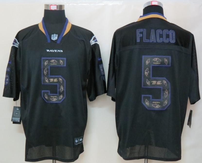 Nike Baltimore Ravens #5 Joe Flacco Lights Out Black NFL Jerseys Logo On Number Cheap