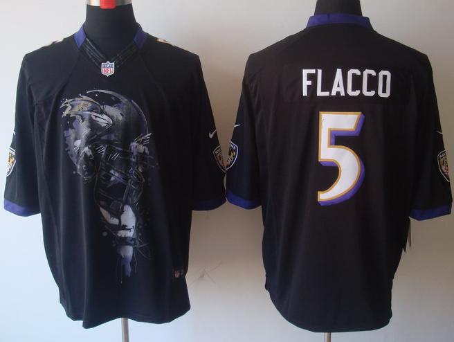 Nike Baltimore Ravens #5 Joe Flacco Black Helmet Tri-Blend Limited NFL Jersey Cheap