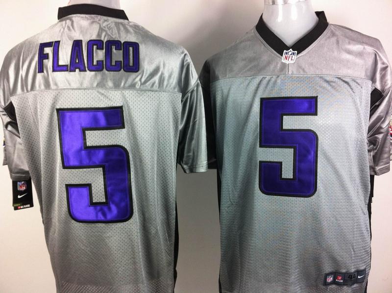 Nike Baltimore Ravens #5 Joe Flacco Grey Shadow Elite NFL Jerseys Cheap