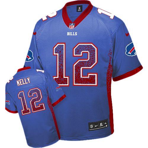 Nike Buffalo Bills #12 Jim Kelly Royal Blue Drift Fashion Elite NFL Jerseys Cheap