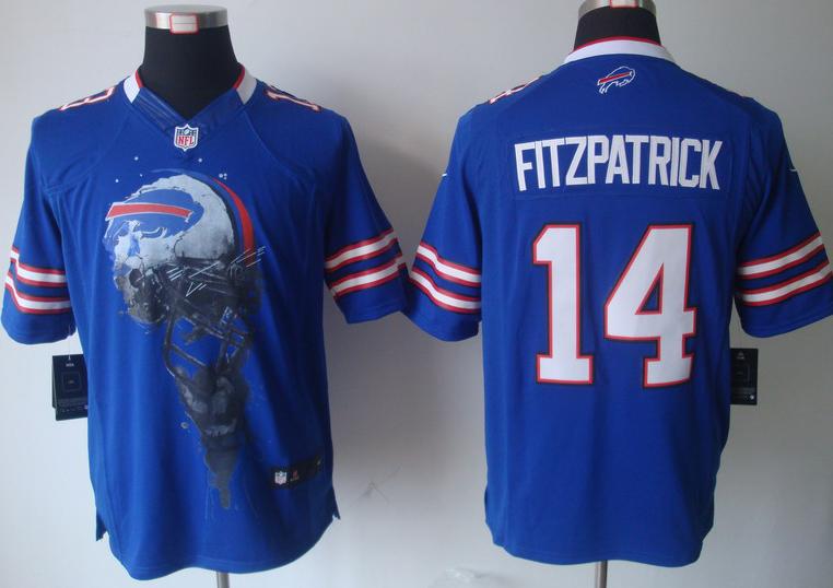 Nike Buffalo Bills 14 Ryan Fitzpatrick Blue Helmet Tri-Blend Limited NFL Jersey Cheap