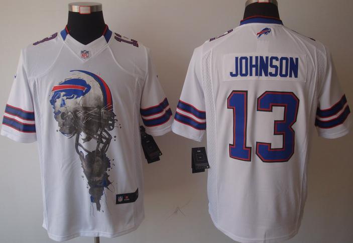 Nike Buffalo Bills 13 Steve Johnson White Helmet Tri-Blend Limited NFL Jersey Cheap