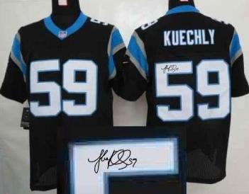 Nike Carolina Panthers 59 Kuechly Black Elite Signed NFL Jerseys Cheap