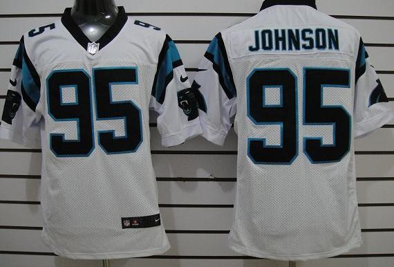 Nike Carolina Panthers #95 Johnson White Elite Nike NFL Jerseys Cheap