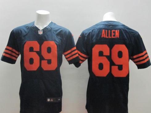 Nike Chicago Bears 69 Jared Allen Blue Elite NFL Jerseys Orange Number Cheap