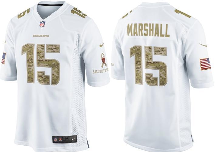 Nike Chicago Bears 15 Brandon Marshall On Salute to Service Game White NFL Jersey Cheap