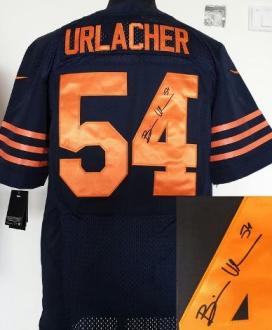 Nike Chicago Bears 54 Brian Urlacher Blue Elite Signed NFL Jerseys Orange Number Cheap