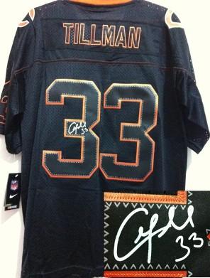 Nike Chicago Bears 33 Charles Tillman Elite Light Out Black Signed NFL Jerseys Cheap