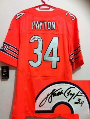 Nike Chicago Bears 34 Walter Payton Orange Elite Signed NFL Jerseys Cheap