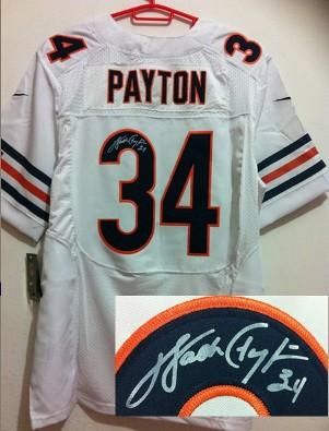 Nike Chicago Bears 34 Walter Payton White Elite Signed NFL Jerseys Cheap