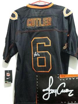 Nike Chicago Bears 6 Jay Cutler Elite Light Out Black Signed NFL Jerseys Cheap
