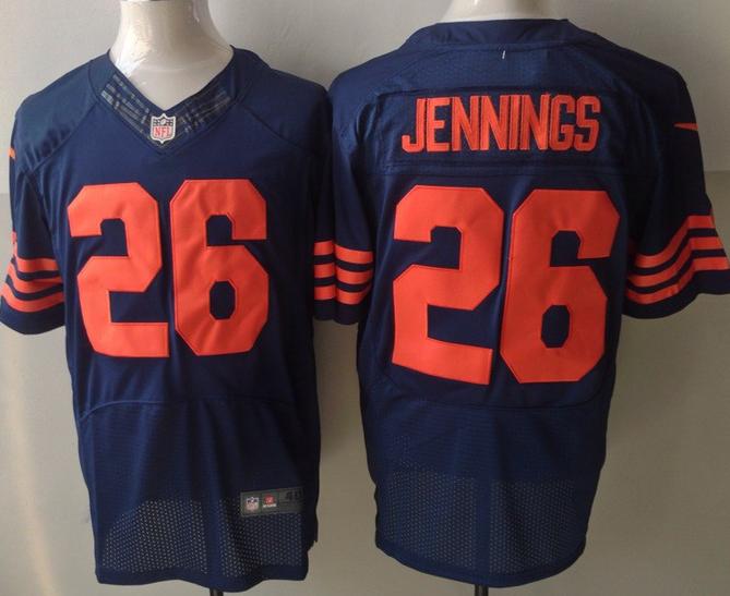 Nike Chicago Bears #26 Tim Jennings Blue Elite NFL Jerseys Orange Number Cheap