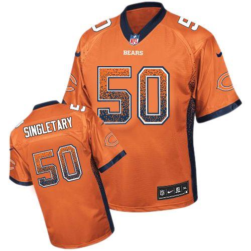 Nike Chicago Bears 50 Mike Singletary Orange Drift Fashion Elite NFL Jerseys Cheap